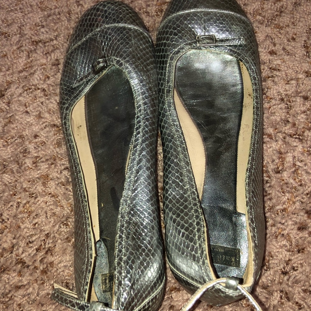 Kate Spade Silver Snakeskin Kitten Heel